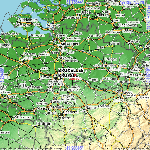 Topographic map of Leuven