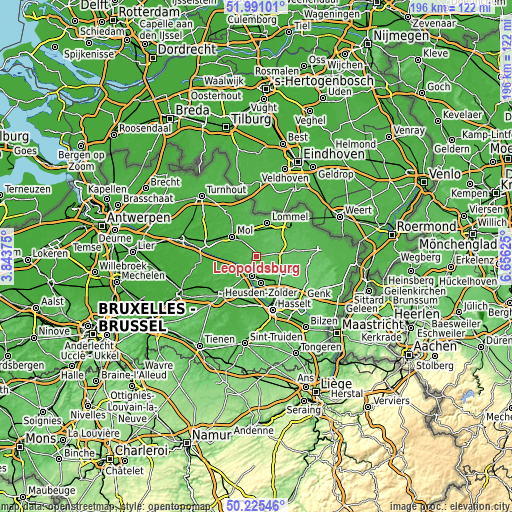 Topographic map of Leopoldsburg