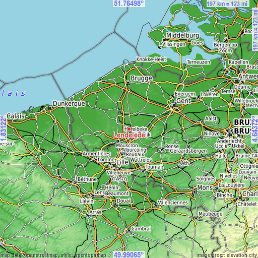 Topographic map of Lendelede
