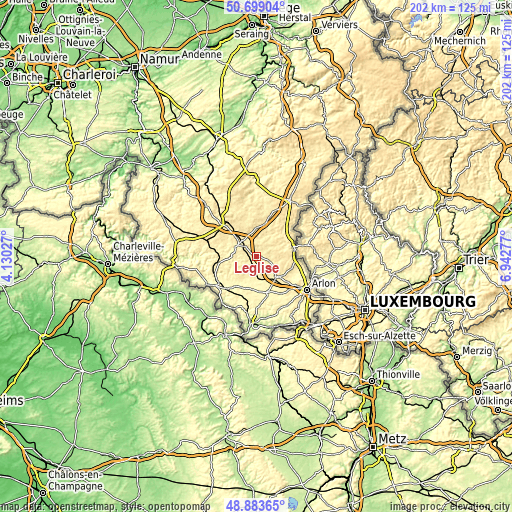 Topographic map of Léglise