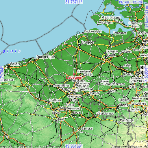 Topographic map of Ledegem