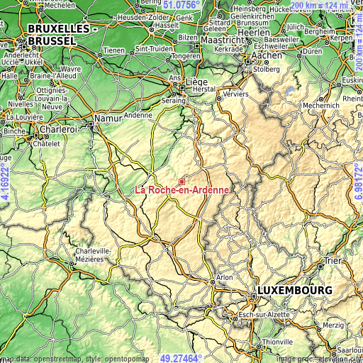 Topographic map of La Roche-en-Ardenne