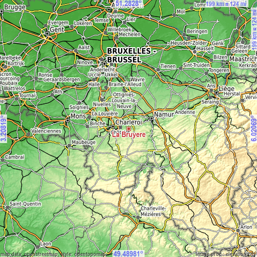 Topographic map of La Bruyère