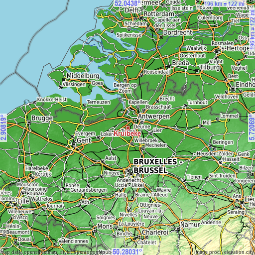 Topographic map of Kruibeke