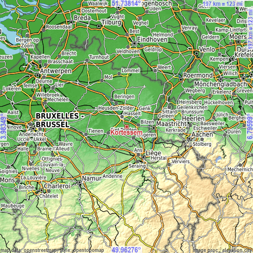 Topographic map of Kortessem