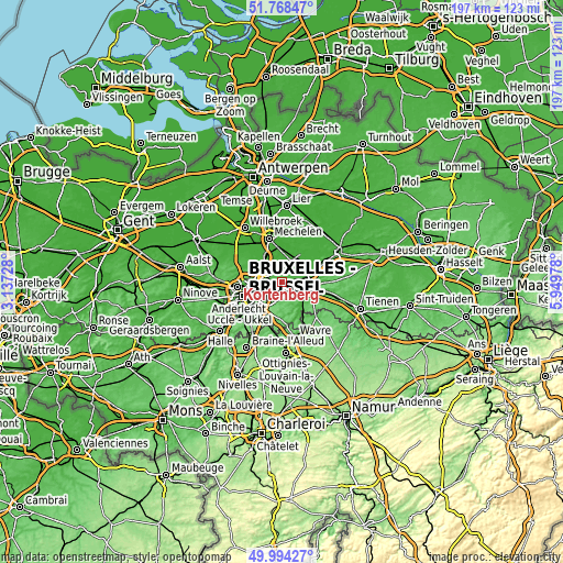 Topographic map of Kortenberg