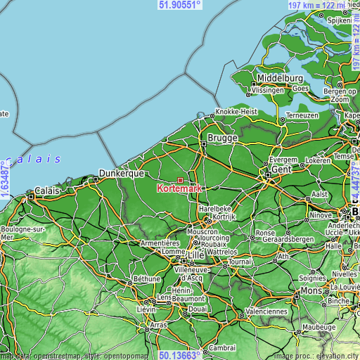 Topographic map of Kortemark