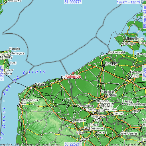 Topographic map of Koksijde