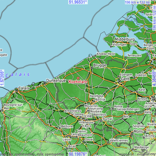 Topographic map of Koekelare