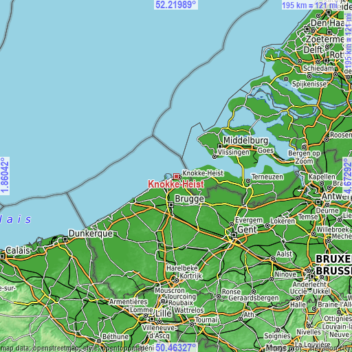 Topographic map of Knokke-Heist