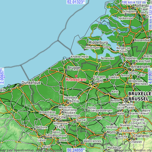 Topographic map of Knesselare