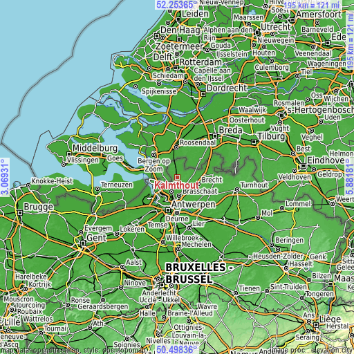 Topographic map of Kalmthout