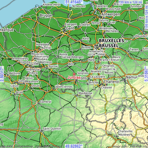 Topographic map of Jurbise