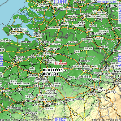 Topographic map of Hulshout