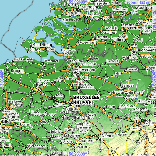 Topographic map of Hove