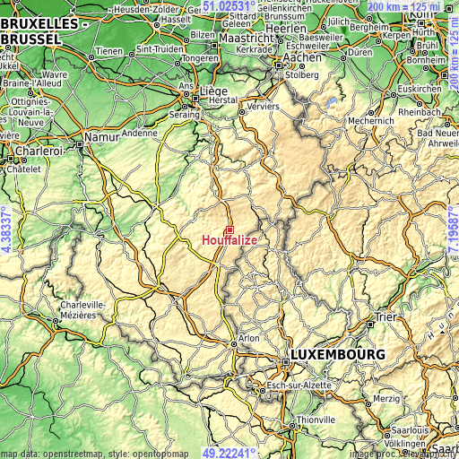 Topographic map of Houffalize