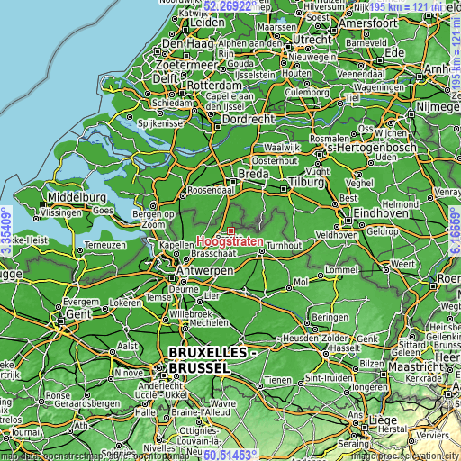 Topographic map of Hoogstraten