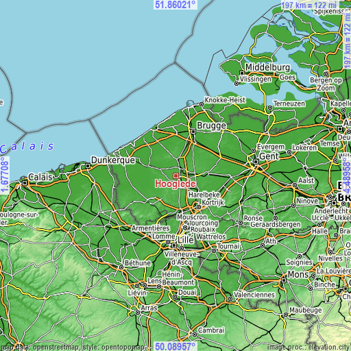 Topographic map of Hooglede