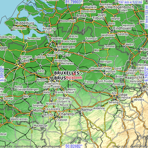 Topographic map of Holsbeek