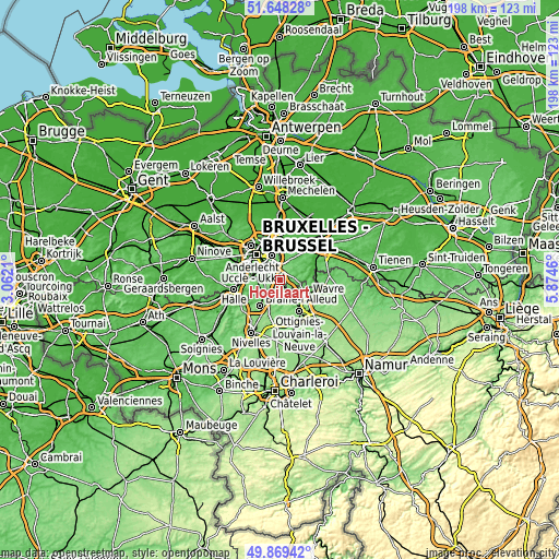 Topographic map of Hoeilaart