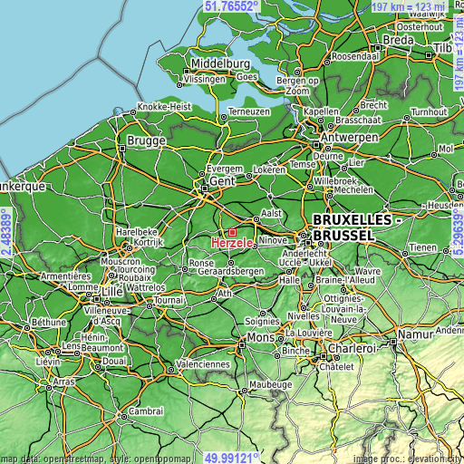 Topographic map of Herzele