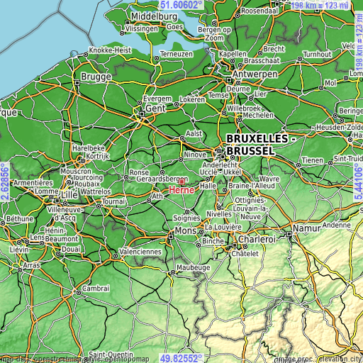 Topographic map of Herne