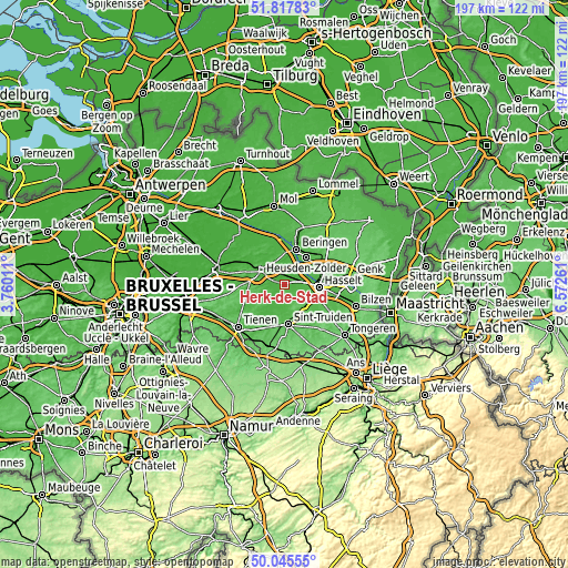 Topographic map of Herk-de-Stad