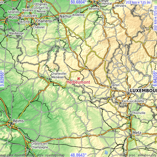 Topographic map of Herbeumont