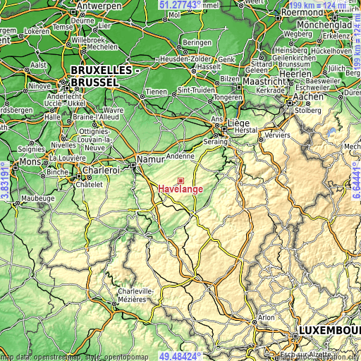 Topographic map of Havelange