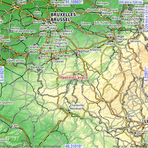 Topographic map of Hastière-Lavaux