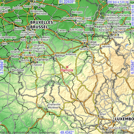 Topographic map of Hamois