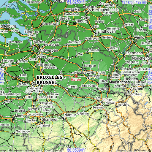 Topographic map of Halen