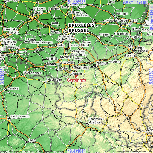 Topographic map of Gerpinnes