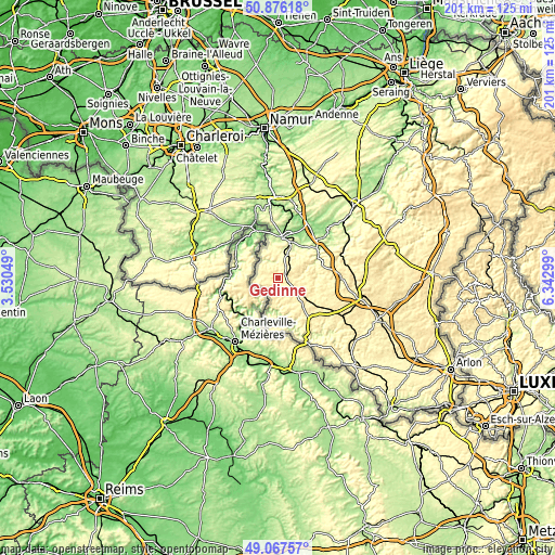 Topographic map of Gedinne