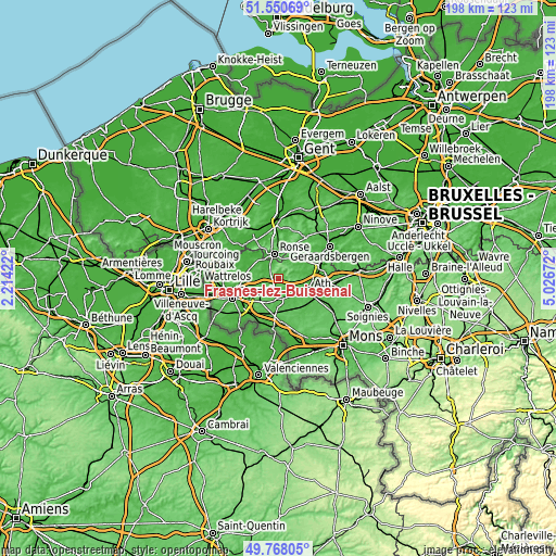 Topographic map of Frasnes-lez-Buissenal