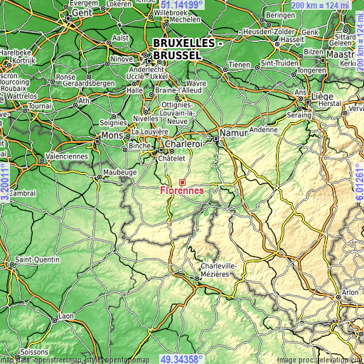 Topographic map of Florennes