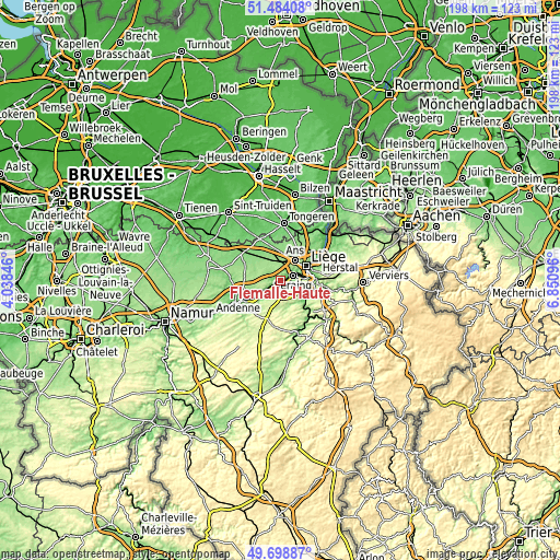 Topographic map of Flémalle-Haute