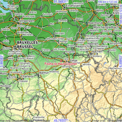 Topographic map of Fexhe-le-Haut-Clocher