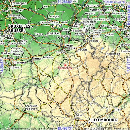 Topographic map of Ferrières