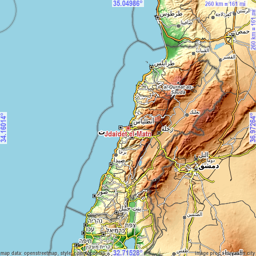 Topographic map of Jdaidet el Matn