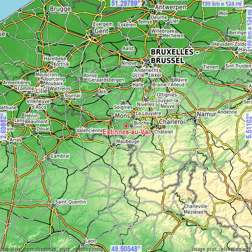 Topographic map of Estinnes-au-Val