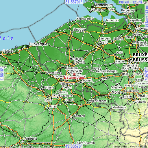 Topographic map of Estaimpuis