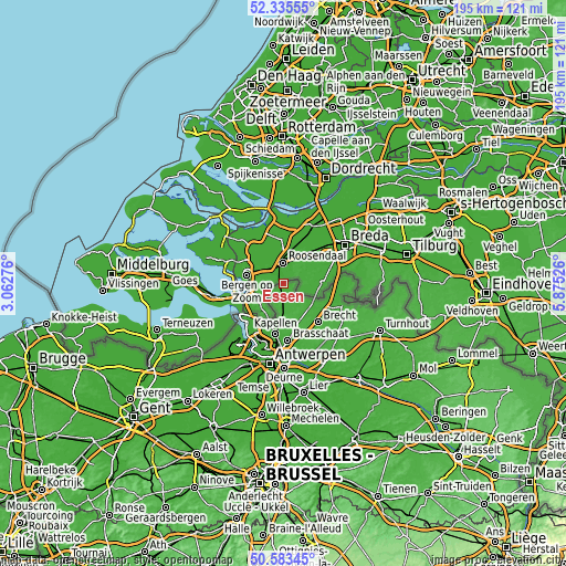 Topographic map of Essen