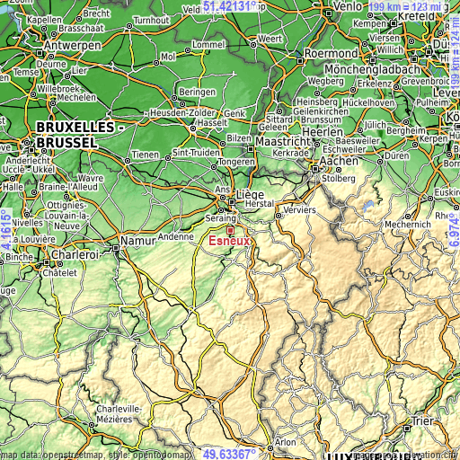 Topographic map of Esneux