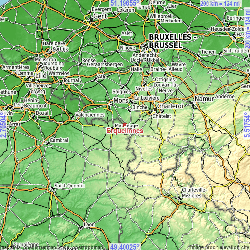 Topographic map of Erquelinnes