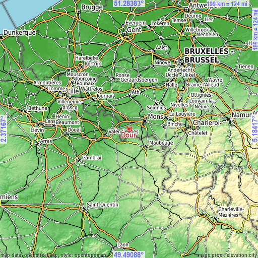 Topographic map of Dour