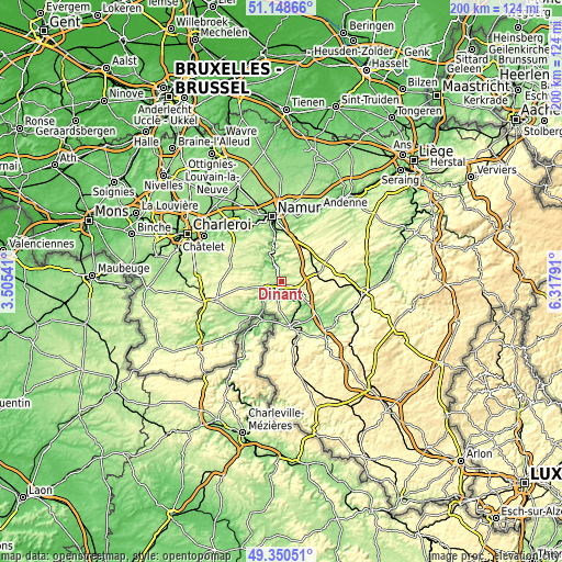 Topographic map of Dinant