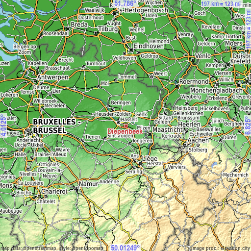 Topographic map of Diepenbeek
