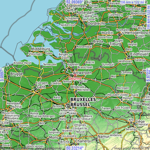 Topographic map of Deurne