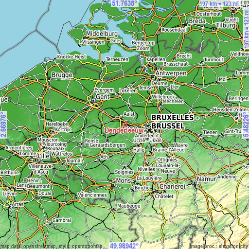 Topographic map of Denderleeuw